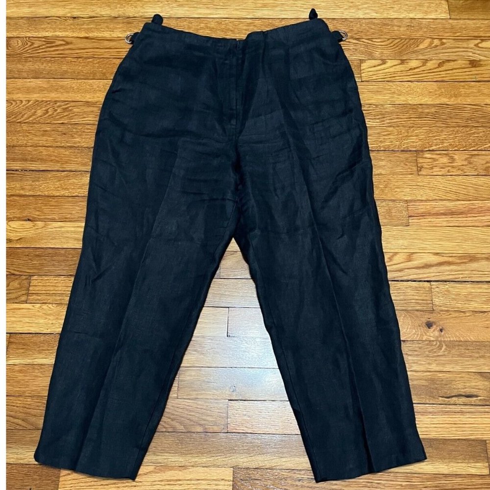 Talbots Petites Irish Linen Black Crop Pants Sz 16p Black Tapered Fit Cropped